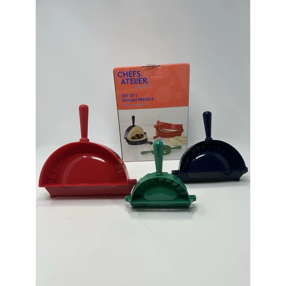 Chefs Atelier 3 Piece Red, Blue & Green Multi-Size Dough Press Set Sweet/ Savory